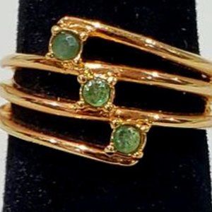 Vintage 18K Heavy Electroplate 3 Stone Stackable Ring NWT